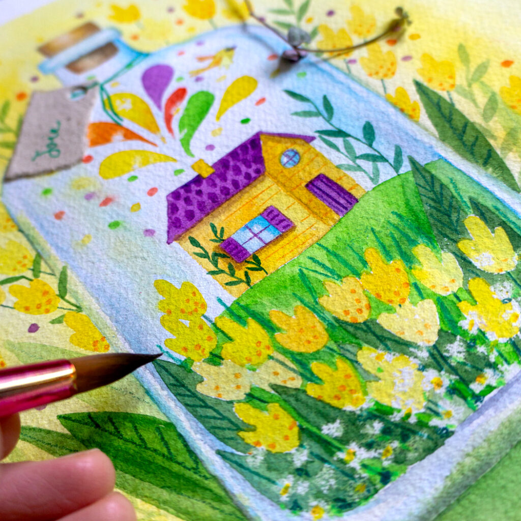 Illustration à l'aquarelle flacon de joie - ipiapia pour La Fabrique à Puzzles