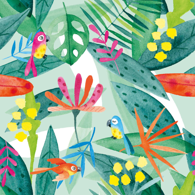 Motif Allover aquarelle ipiapia pour Anatopik - Perroquets
