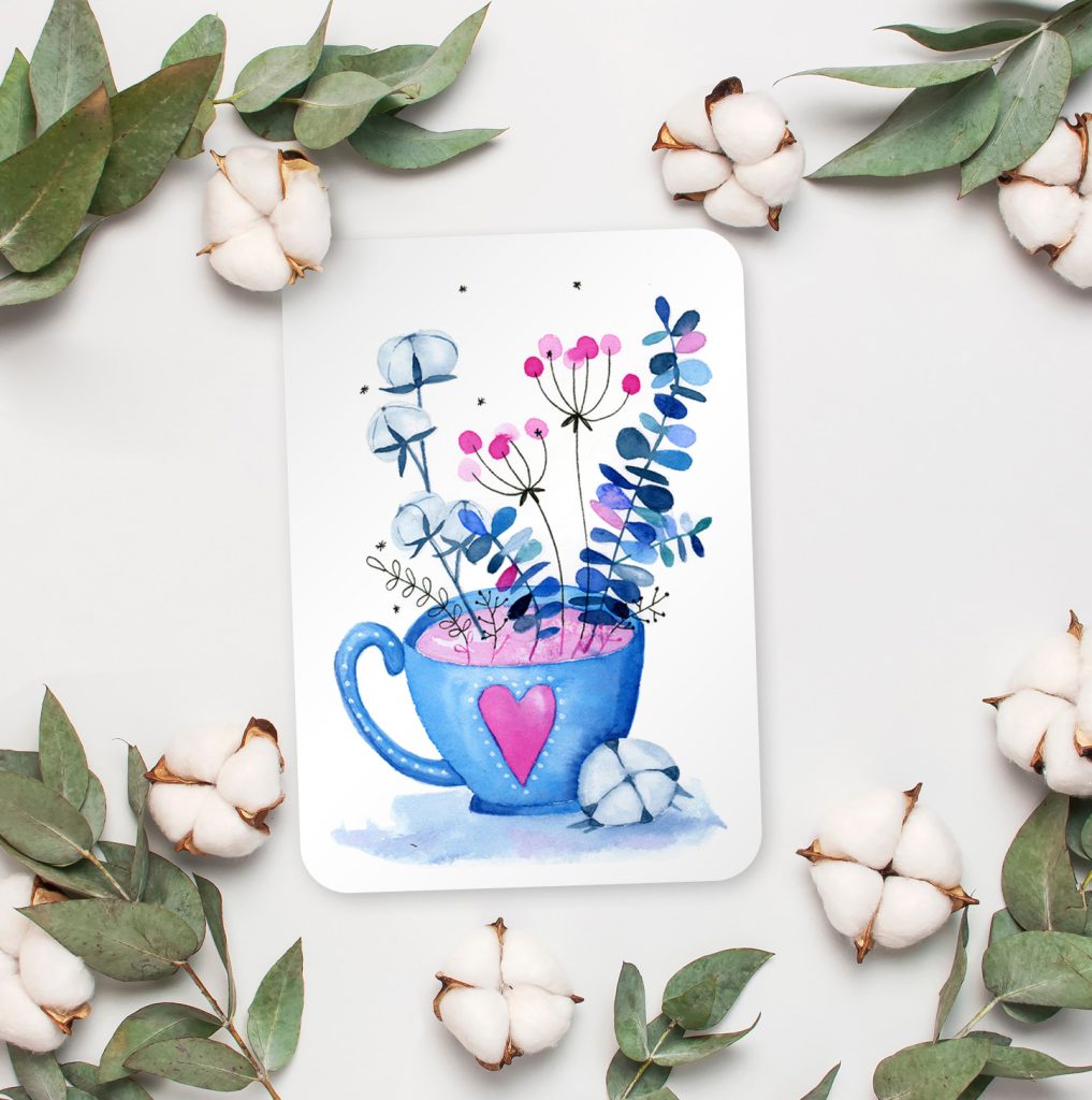 thé et fleurs à l'aquarelle - ipiapia graphiste illustratrice freelance